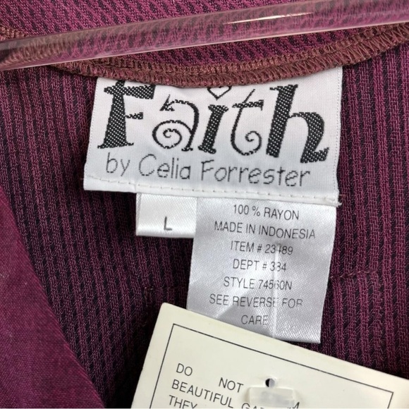 Faith by Celia Forrester Embroidered Patchwork Floral Art Dress Burgundy Size L - Picture 7 of 8